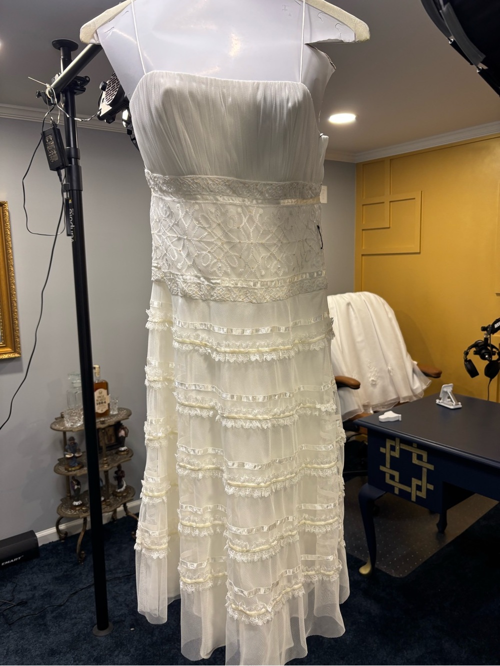 Ivory Tiered Lace Maxi Dress